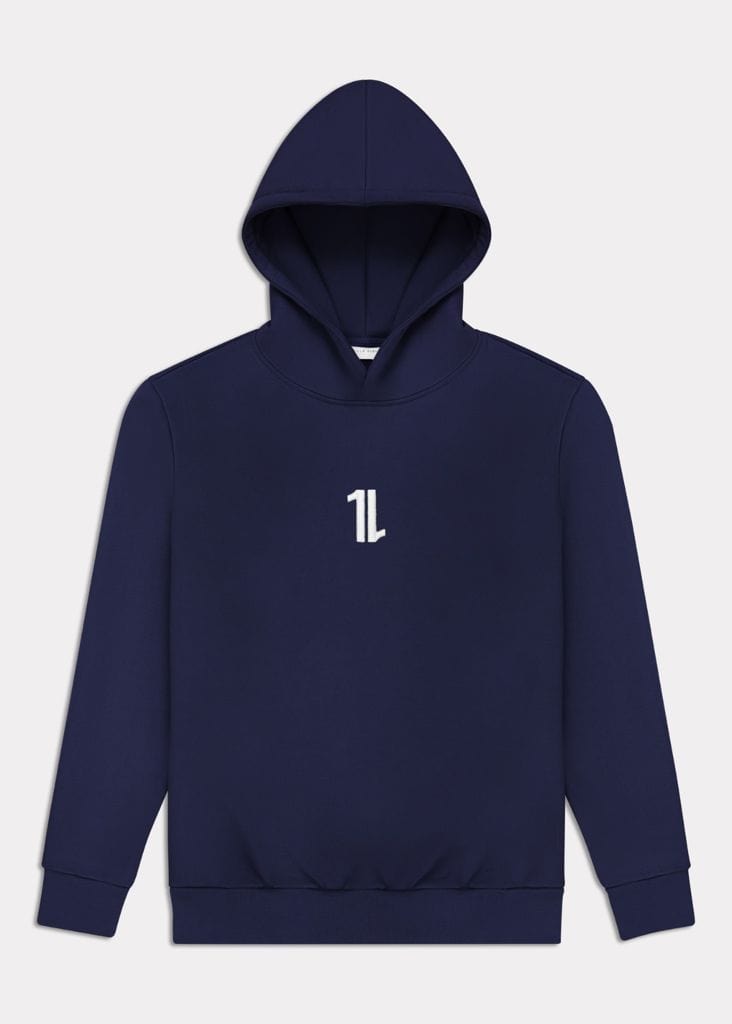 LOGO EMBROIDERED HOODIE - WHITE NAVY