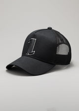 BLACK 1s CAP - BLACK WHITE OUTLINE