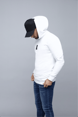 LOGO EMBROIDERED HOODIE - WHITE BLACK
