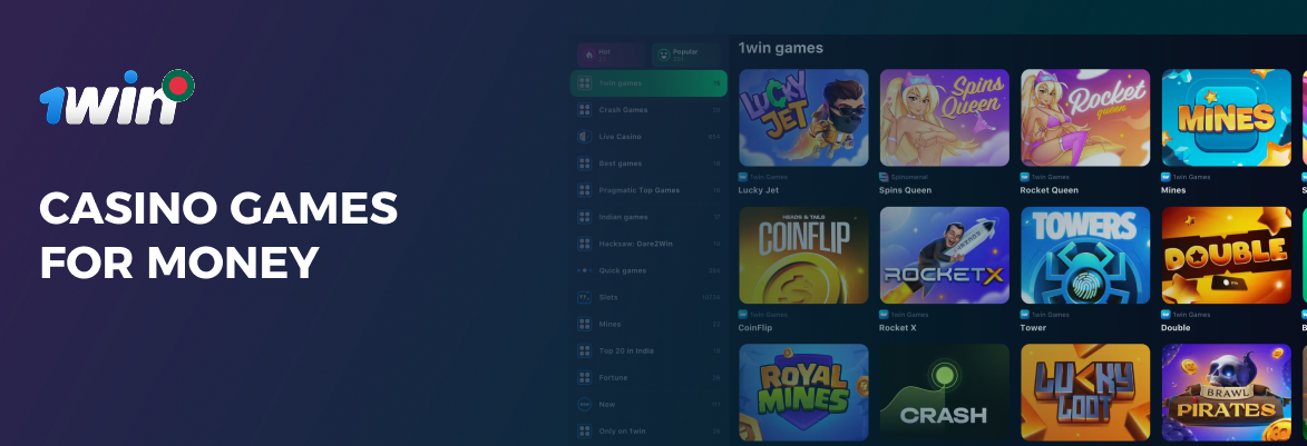Popular games at 1win app